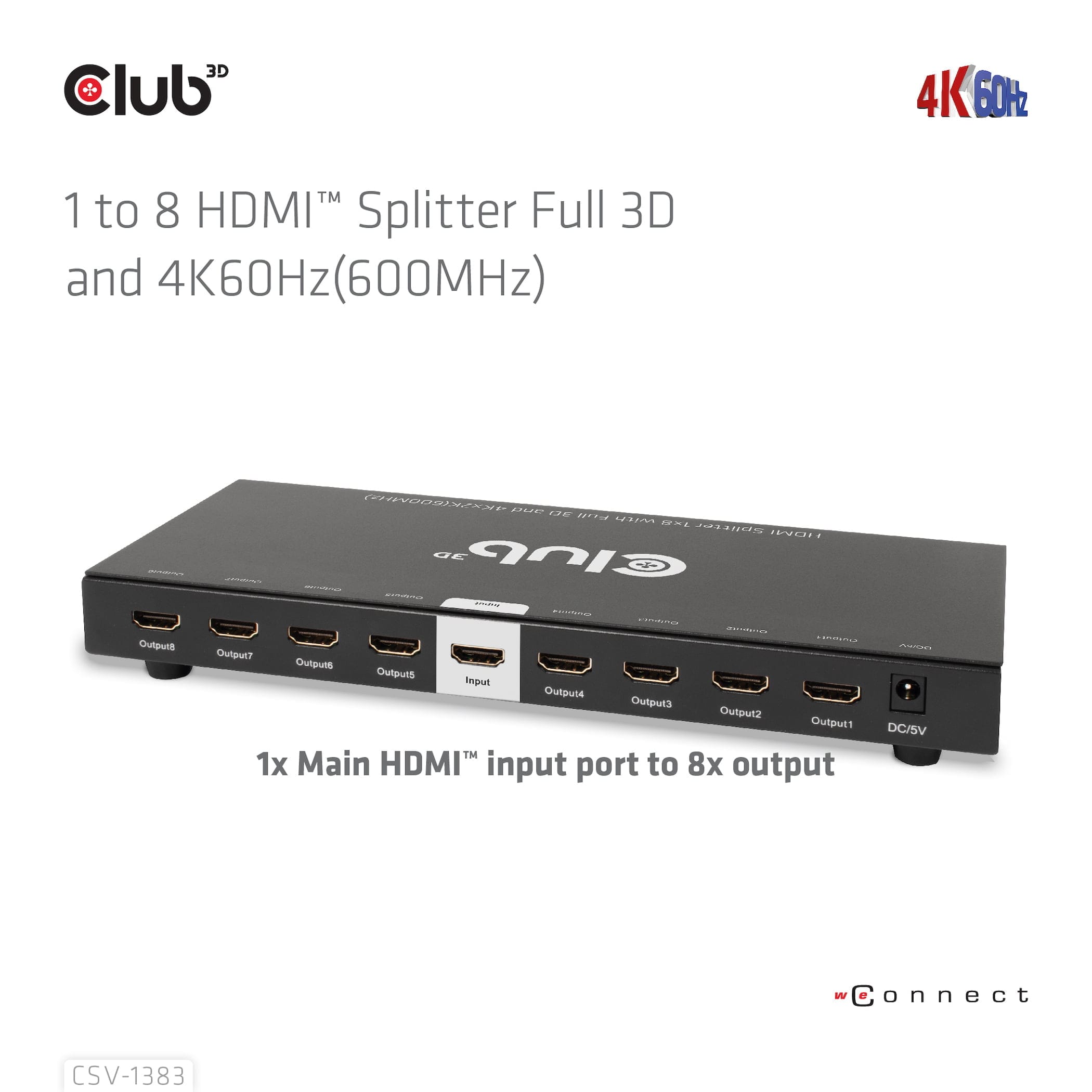 CLUB3D CSV-1383 video-splitter HDMI 8x HDMI - Billede 14