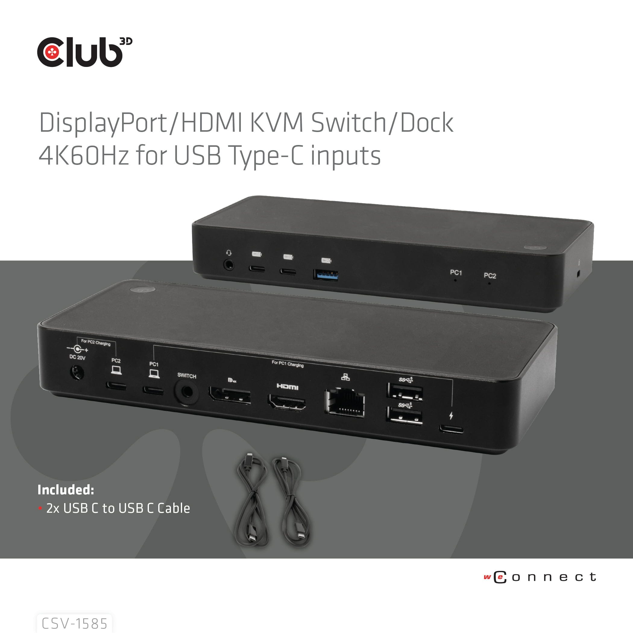 CLUB3D CSV-1585 KVM Switch Sort - Billede 4