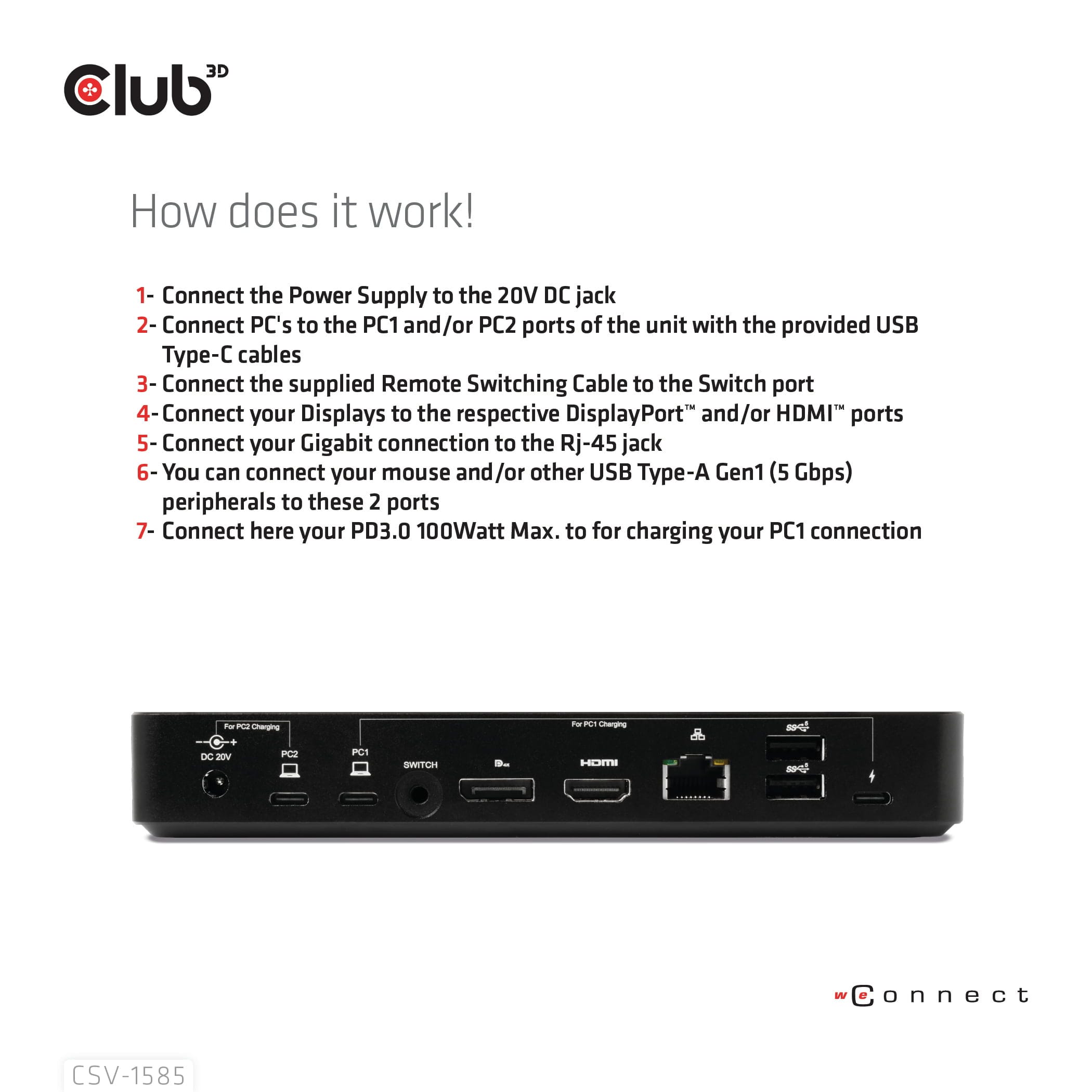 CLUB3D CSV-1585 KVM Switch Sort - Billede 6