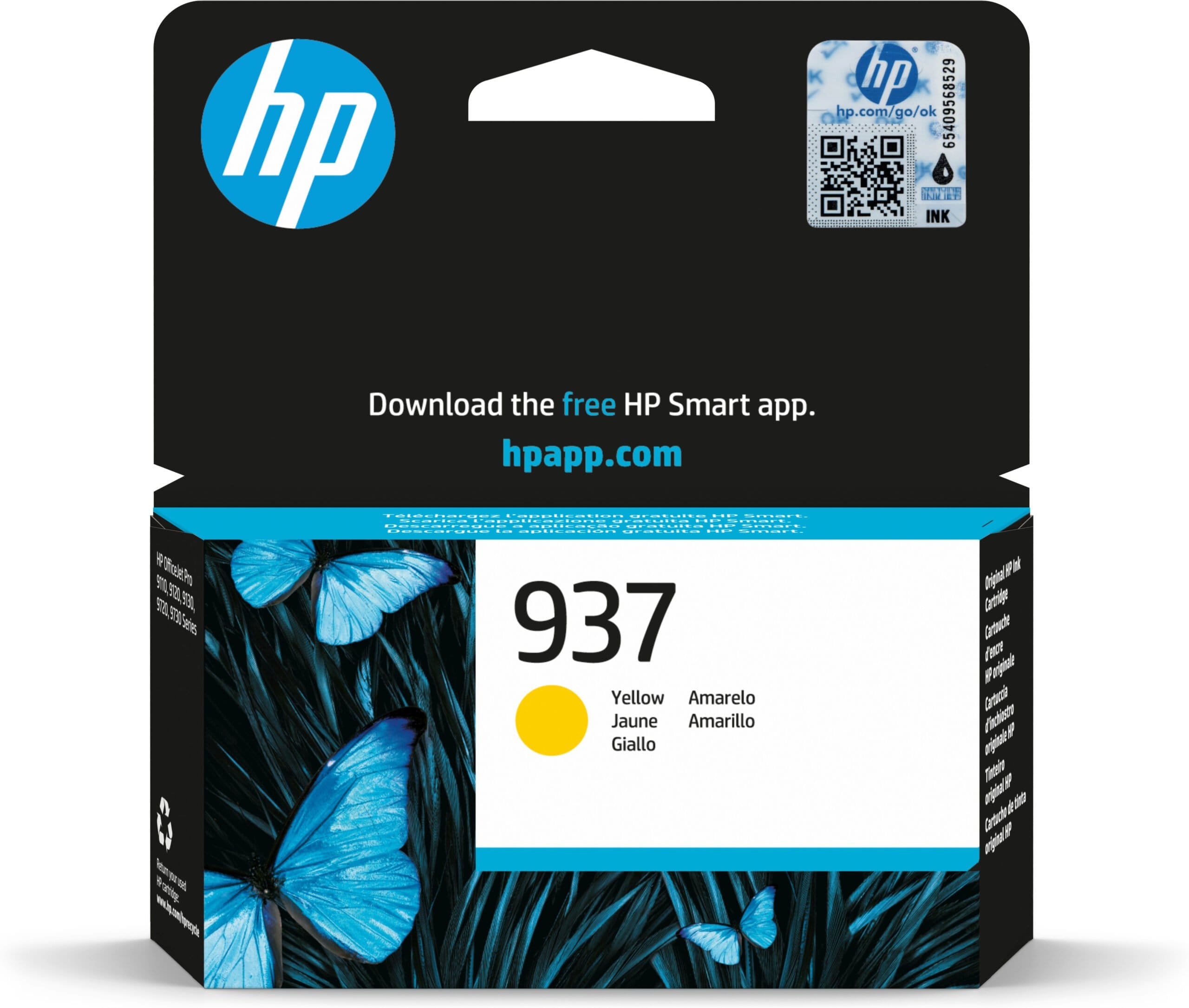 HP 937 Yellow Original Ink Cartridge blækpatron 1 stk Standard udbytte