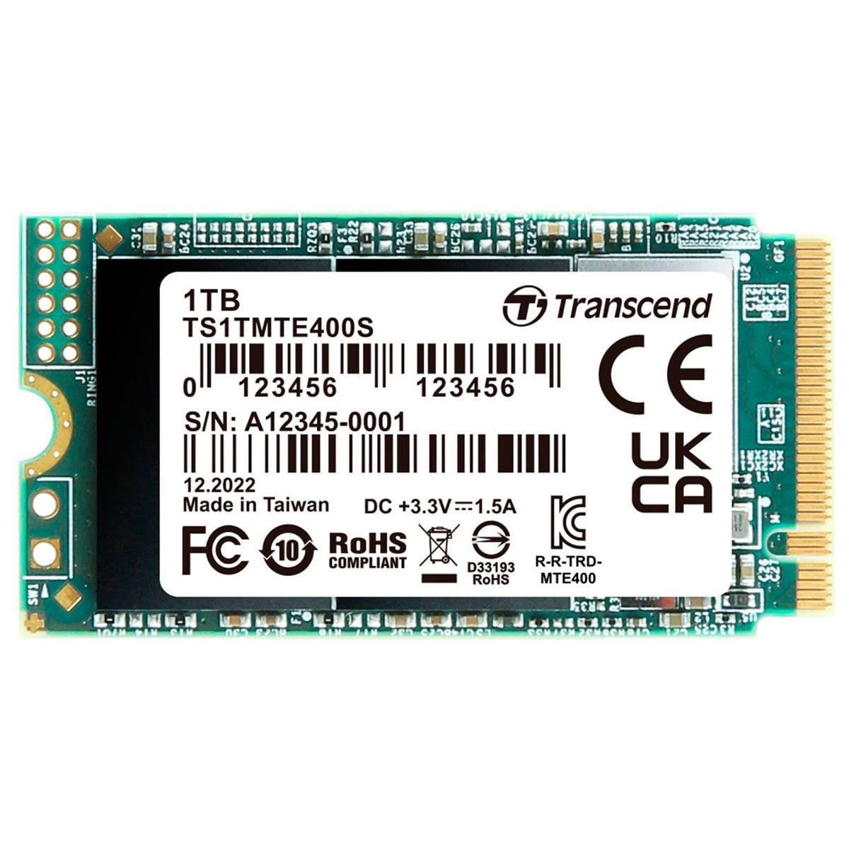 Transcend MTE400S - SSD - 1 TB - intern - M.2 2242 - PCIe 3.0 x4 (NVMe) - Billede 2